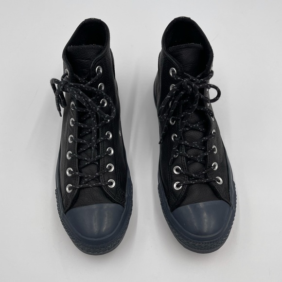 Converse Black Leather With Fleece Material Inside Shoe